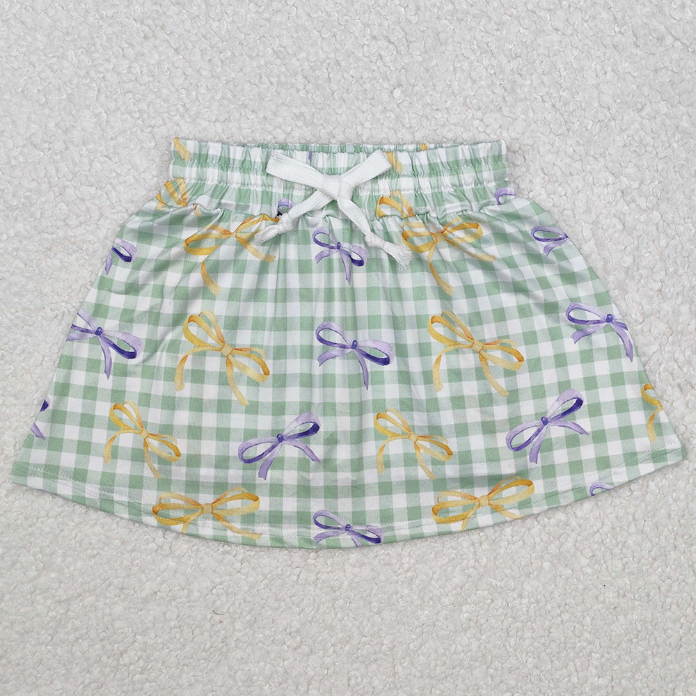 Baby Girls Skirts Mardi Gras Checkered Bows Skort Skirts GLK0036