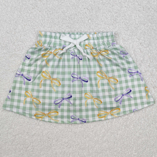 Baby Girls Skirts Mardi Gras Checkered Bows Skort Skirts GLK0036