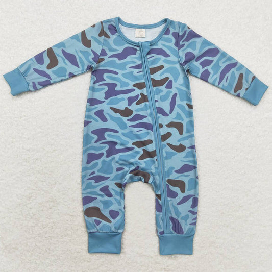 Baby Infant Boys Rompers Green Camo Zip Bamboo Rompers LR1462