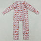 Baby Girls Rompers Pink Bows Thanksgiving Cake Fall Zipper Footie Rompers LR2594 9.13