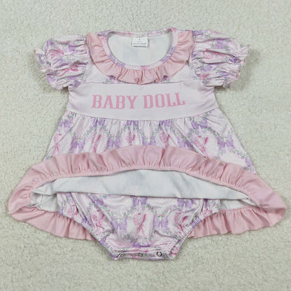 Baby Girls Rompers Baby Doll Bows Flowers Checked Tunic Ruffle Bummier Rompers SR3291 11.15