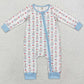 Baby Infant Boys Rompers Blue Christmas Zip Bamboo Rompers LR1184