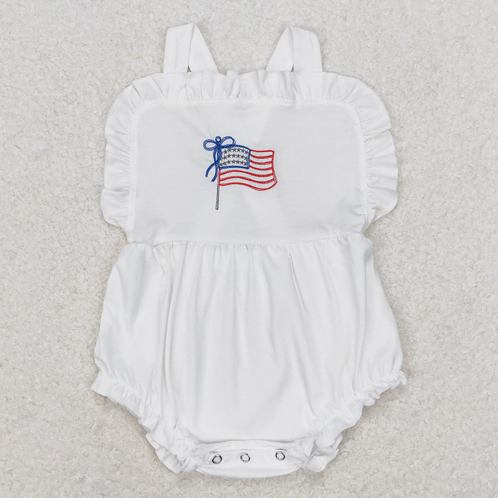 Baby Infant Girls Rompers Ruffle Flag 4th of July Rompers SR1548