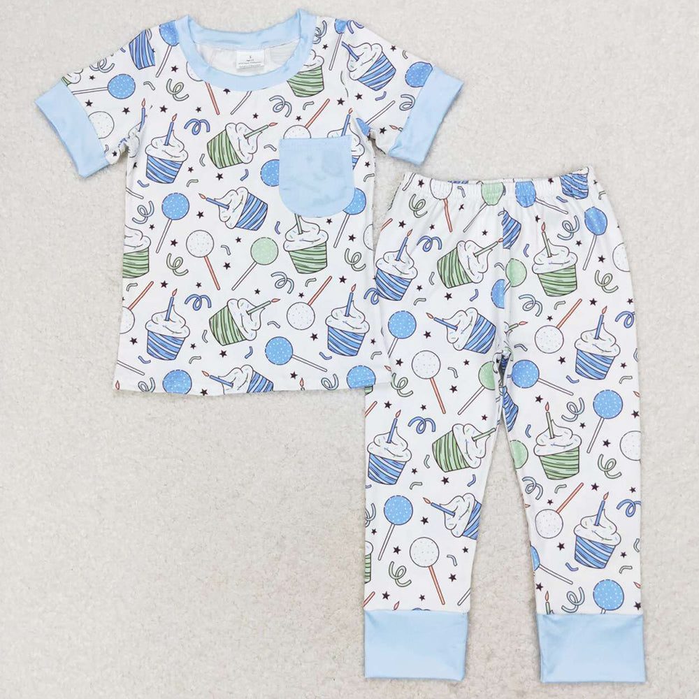 Baby Boys Clothes Cup Cake Pockets Tops Pants Pajamas Sets BSPO0410