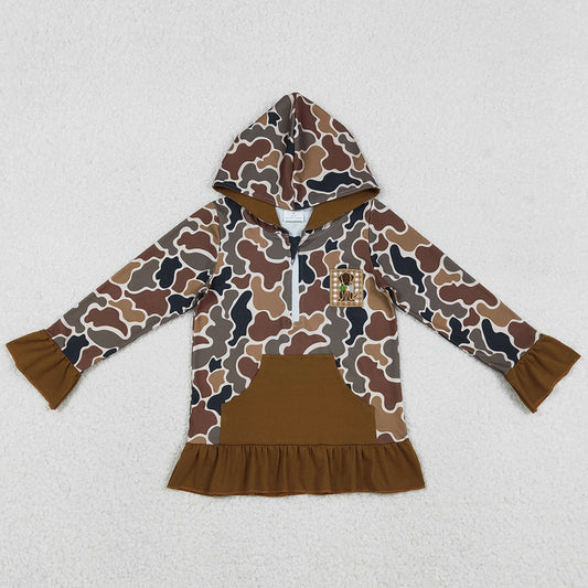 Baby Girls Rompers Embroidery Dog Ducks Brown Camo Pocket Zip Hunting Hoodies Top GT1132 12.3