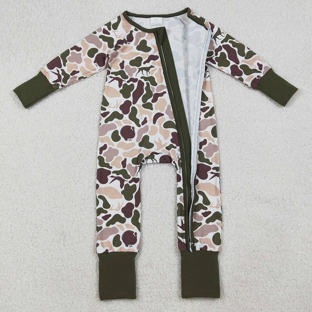 Baby Boys Rompers Deer Ducks Dogs Camo Western Zipper Footie Rompers LR2590 9.13