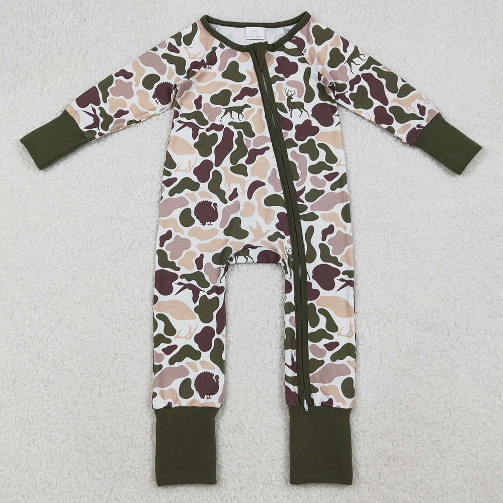 Baby Boys Rompers Deer Ducks Dogs Camo Western Zipper Footie Rompers LR2590 9.13