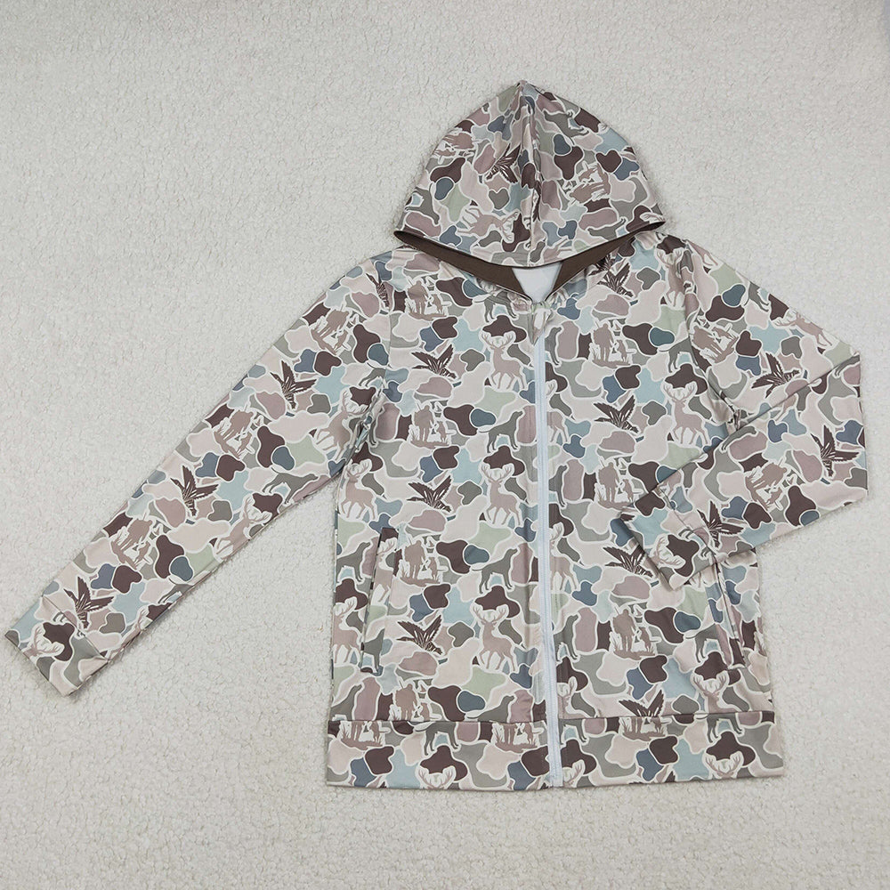 Adult Men Clothes tops Dogs Ducks Hunting Camo Pockets Zipper Hoodies Jackets BT1392 11.1