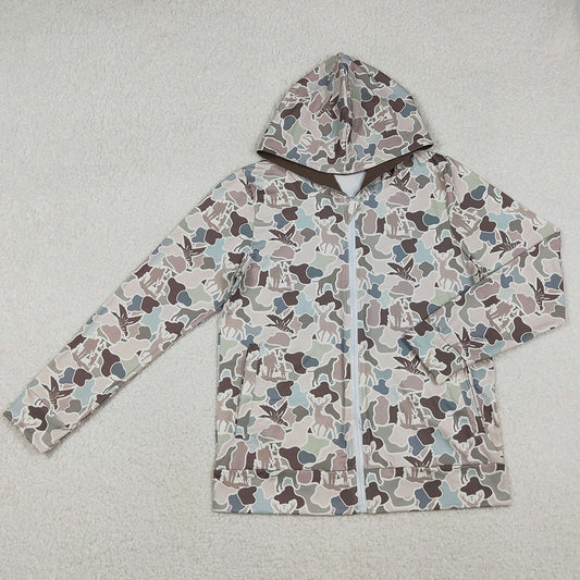 Adult Men Clothes tops Dogs Ducks Hunting Camo Pockets Zipper Hoodies Jackets BT1392 11.1