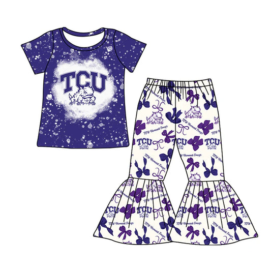 Preorder MOQ 5 bleached T C U top bow bell bottoms pants girls team clothes 8.21