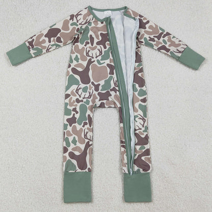 Baby Boys Rompers Brown Deer Camo Western Zipper Footie Rompers LR2582 9.13