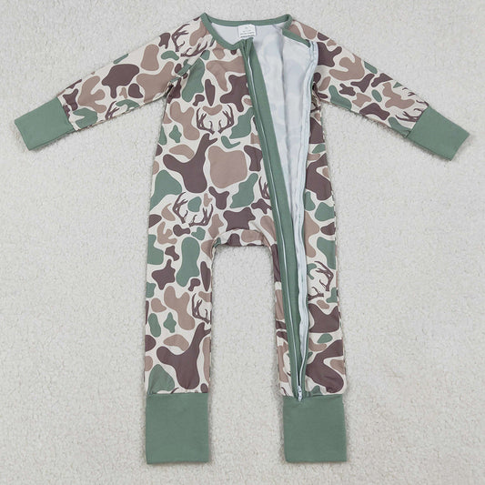 Baby Boys Rompers Brown Deer Camo Western Zipper Footie Rompers LR2582 9.13