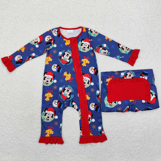 Baby Infant Girls Rompers Christmas Cartoon Sibling Zip Rompers LR1416