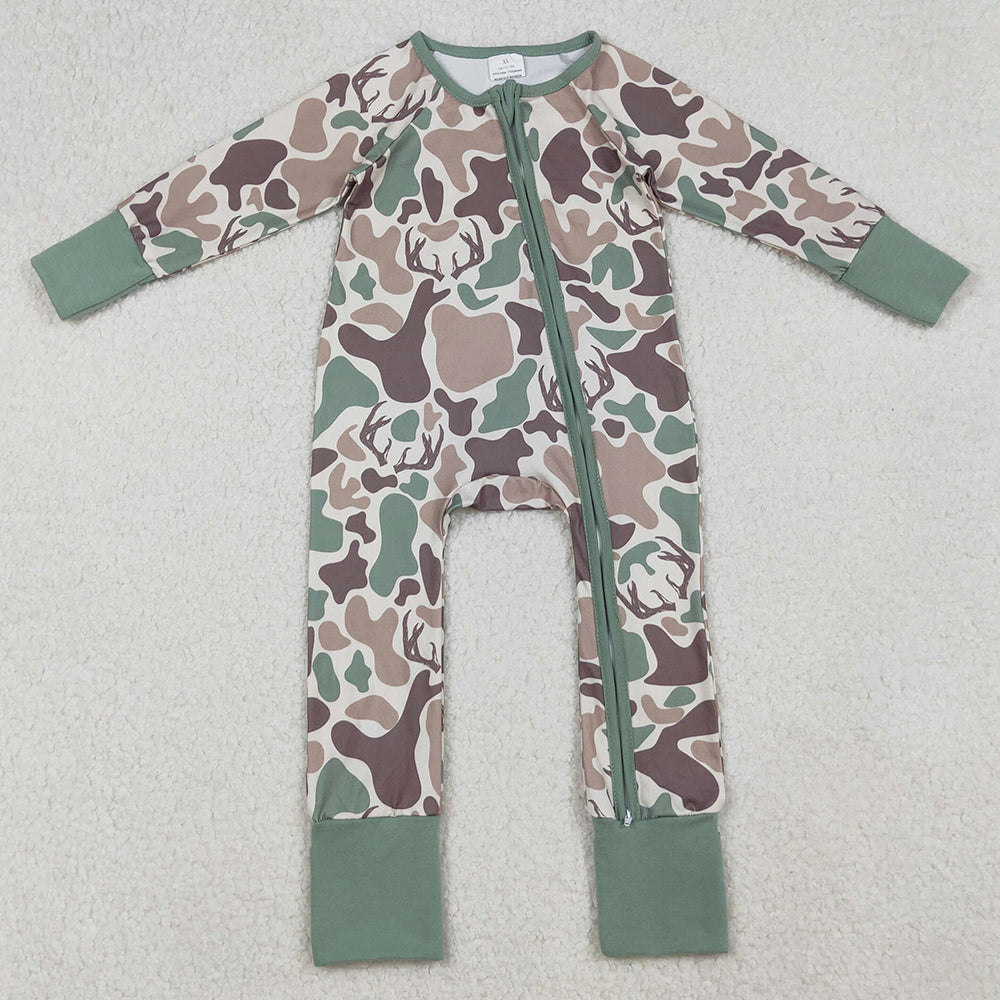 Baby Boys Rompers Brown Deer Camo Western Zipper Footie Rompers LR2582 9.13