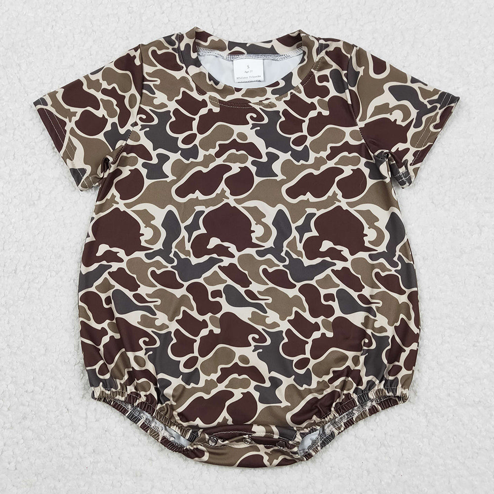 Baby Boys Rompers Dark Khaki Camo Short Sleeve Southern Rompers SR3453 11.22