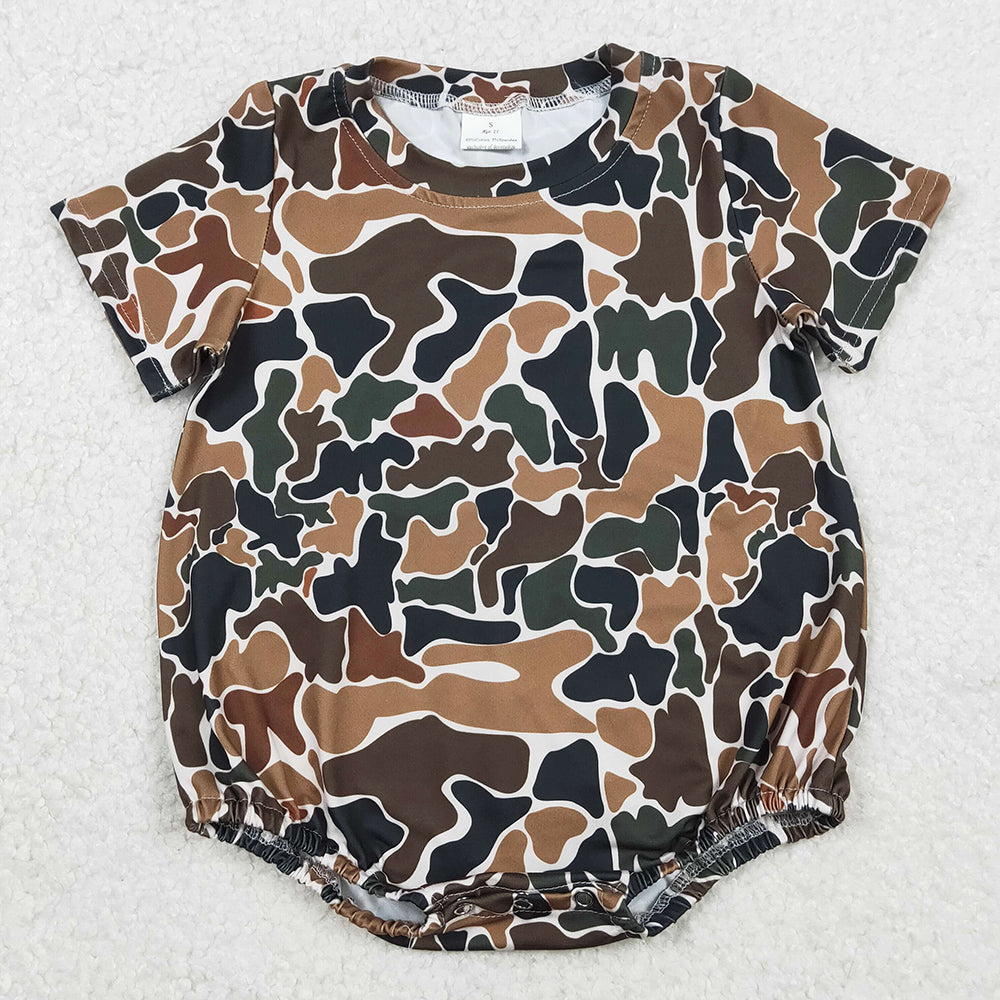 Baby Boys Rompers Dark Brown Camo Short Sleeve Southern Rompers SR3450 11.22