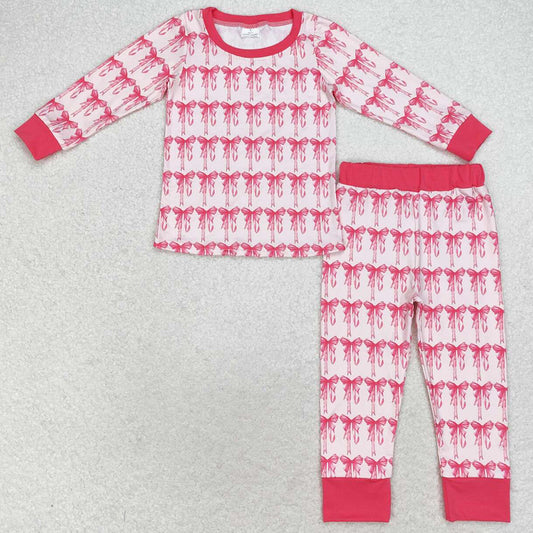 Baby Girls Pajamas Pink Bows Shirt Pants Pajamas Sleepwear Sets GLP1214