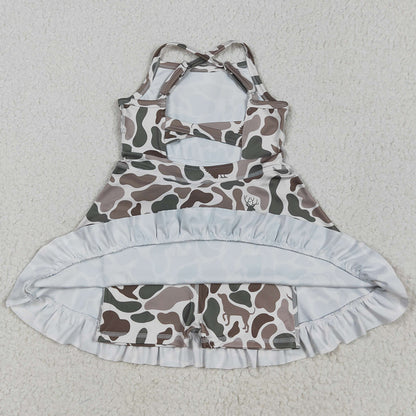 Baby Girls Dress Strap Green Deer Dogs Ducks Camo Yoga Ruffle Knee Length Dresses GSD2311 5.8