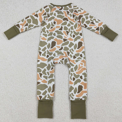 Baby Boys Rompers Green Yellow Camo Western Zipper Footie Rompers LR2578 9.20