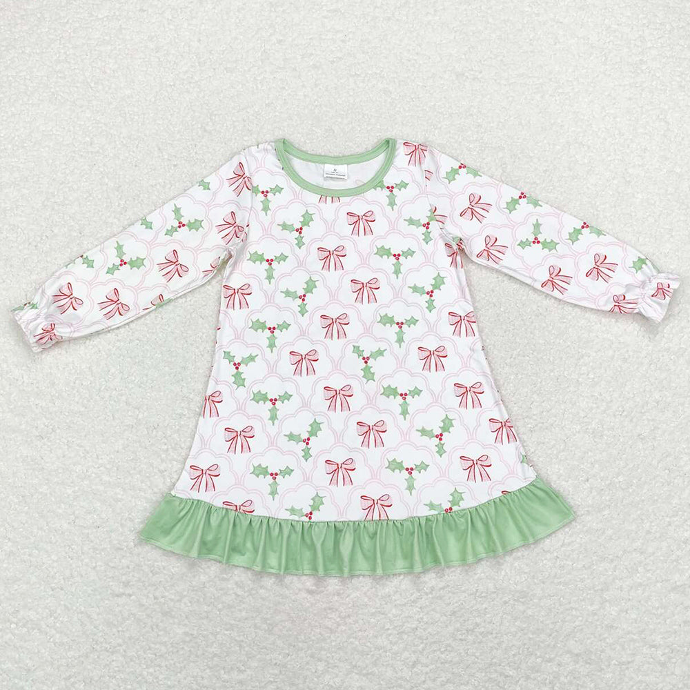 Baby Girls Dress Christmas Bows Knee Length Dresses GLD0656