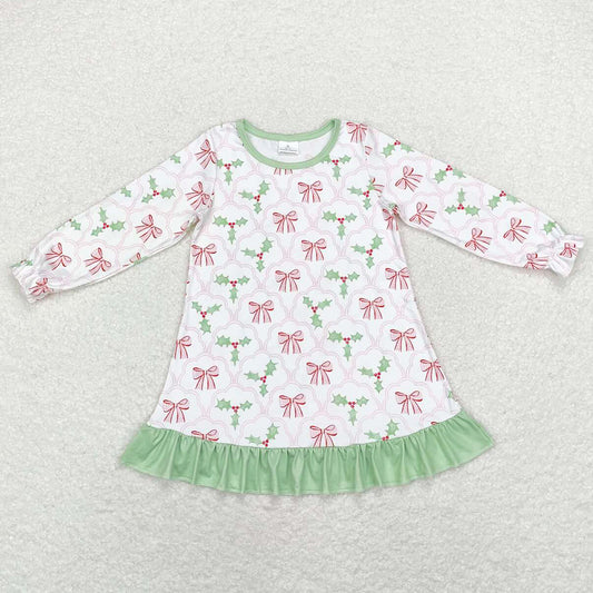 Baby Girls Dress Christmas Bows Knee Length Dresses GLD0656