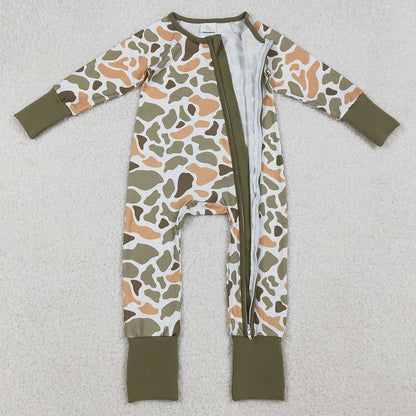 Baby Boys Rompers Green Yellow Camo Western Zipper Footie Rompers LR2578 9.20