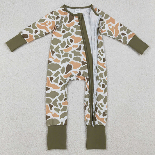Baby Boys Rompers Green Yellow Camo Western Zipper Footie Rompers LR2578 9.20