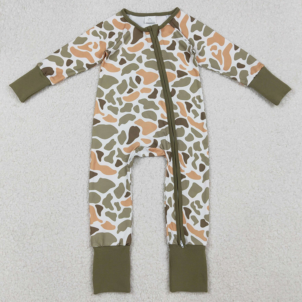 Baby Boys Rompers Green Yellow Camo Western Zipper Footie Rompers LR2578 9.20