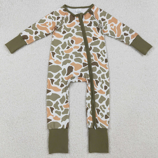 Baby Boys Rompers Green Yellow Camo Western Zipper Footie Rompers LR2578 9.20
