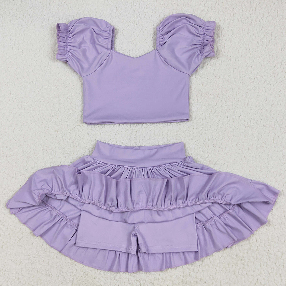 Baby Girls Clothes Lavender Yoga Shirt Skirt Active Wear Clothes Sets GSD2099 5.8