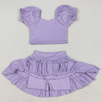 Baby Girls Clothes Lavender Yoga Shirt Skirt Active Wear Clothes Sets GSD2099 5.8
