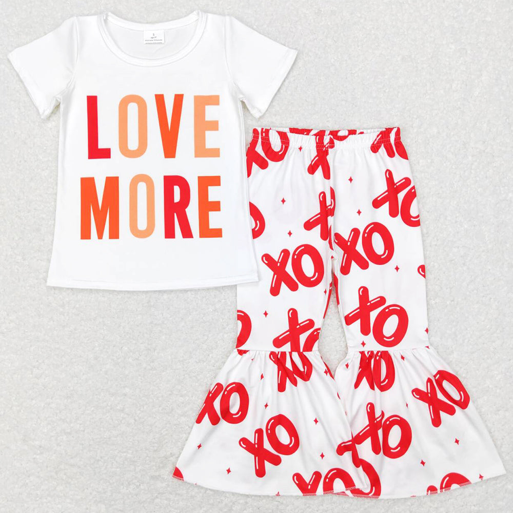 Baby Girls Clothes Valentines Love More Shirt Bell Pants Sets GSPO1122