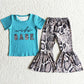 New Design Baby Girl Clothes Spring Short Sleeve Bell Bottom Pants Outfits B10-1