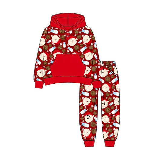 Preorder (moq 5)Baby Boys Red Long Sleeves Santa Milk Button Pockets Hoodies Top Legging Pants Set 7.1
