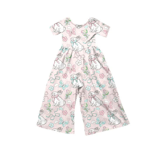Preorder(moq 8)Baby Girls Rabbits Bows Flowers Easter Pant Jumpsuits 9.30