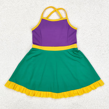 Baby Girls Clothes Purple Mardi Gras Athletic Active Wear Knee Length Dresses GSD1431