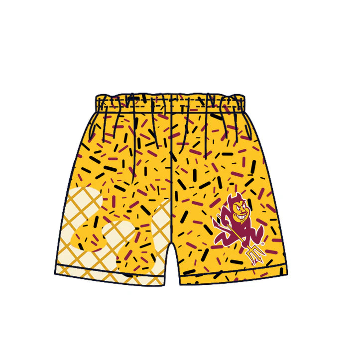 Preorder (moq 5)Baby Boys Yellow Trident Drip Team Shorts Bottom 6.27