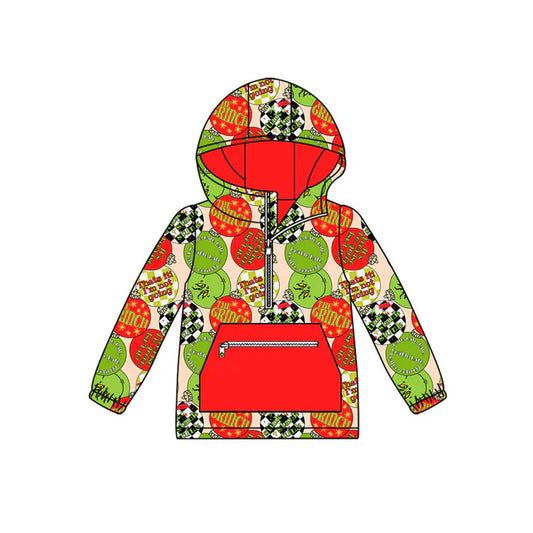 Preorder (moq 8)Baby Boys Green Red Lights Zipper Pocket Christmas Hoodies Top 9.23