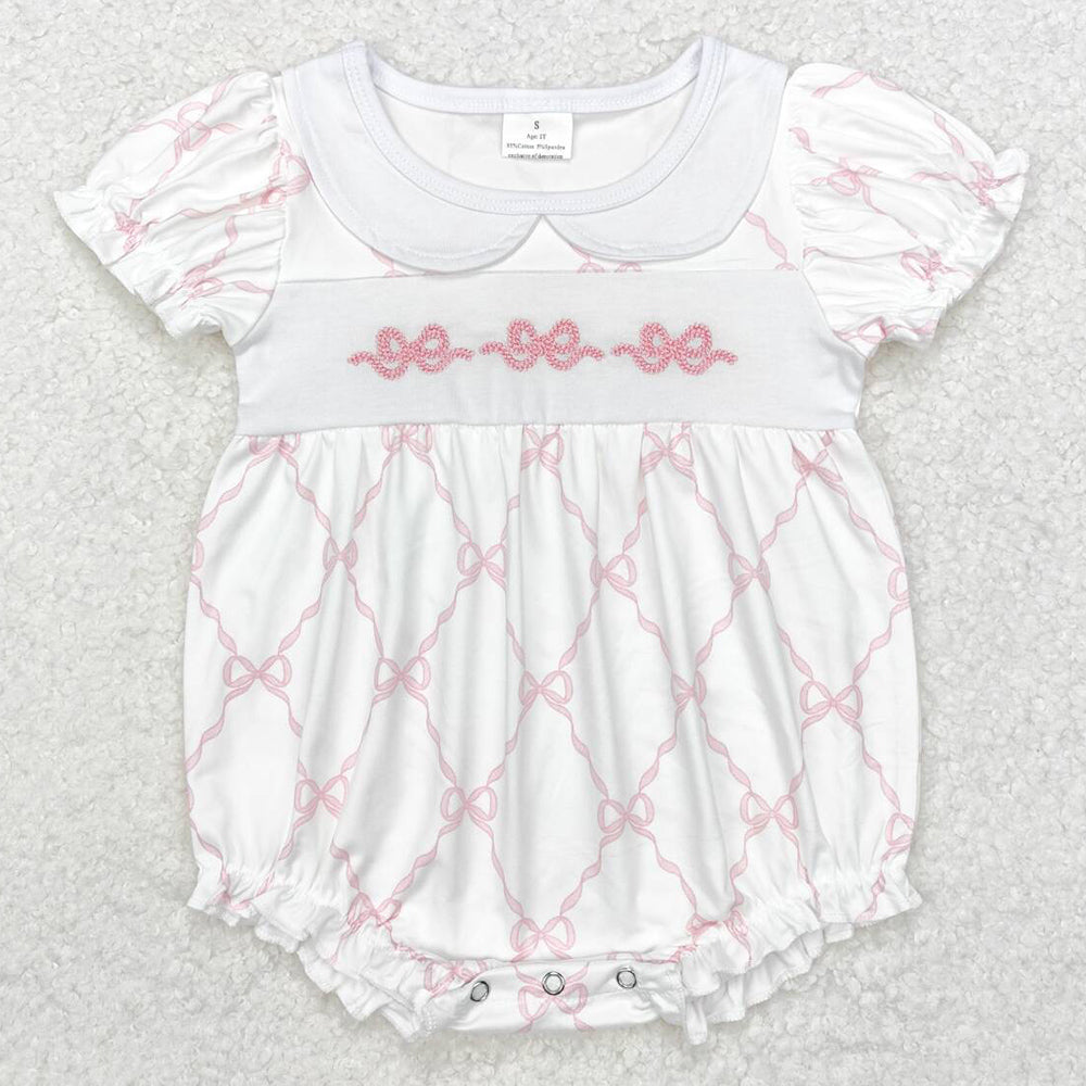 Baby Infant Girls Rompers Bows Pink Short Sleeve Rompers SR1967