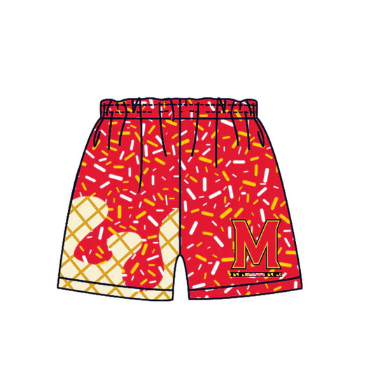 MOQ 5 pcs M red ice cream sprinkle boys team shorts 8.20