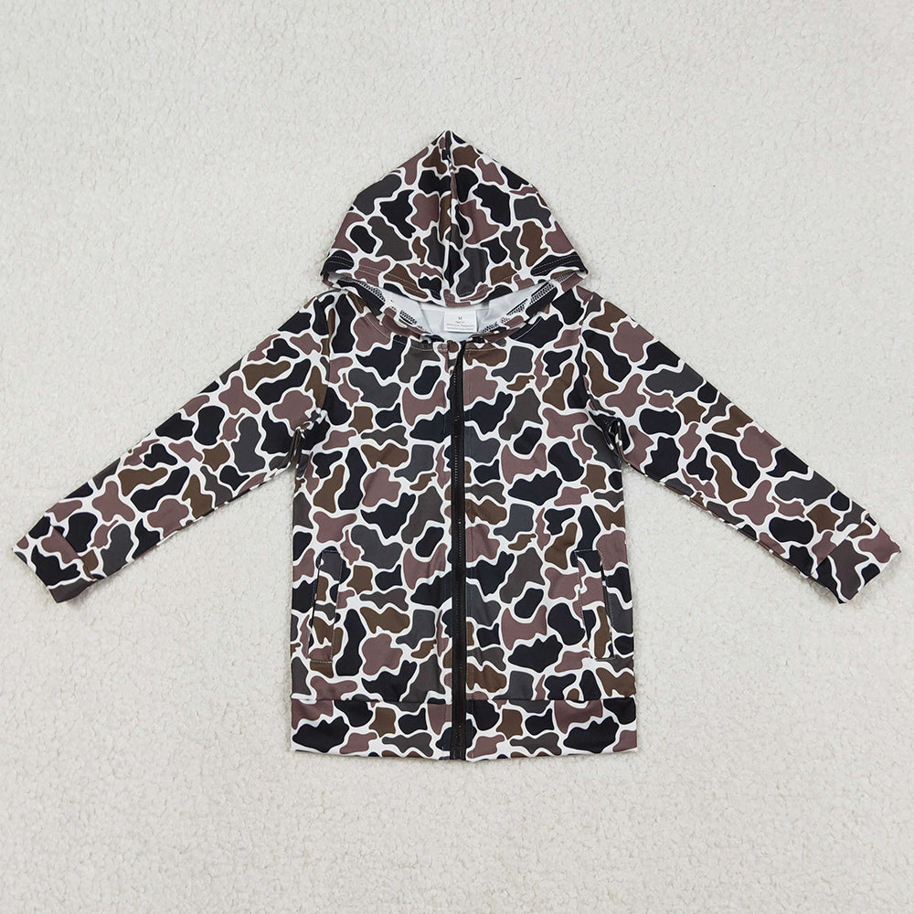 Baby Boys Clothes Southern Dark Brown Camo Pockets Zipper Hoodie Jackets Top BT1382 12.10