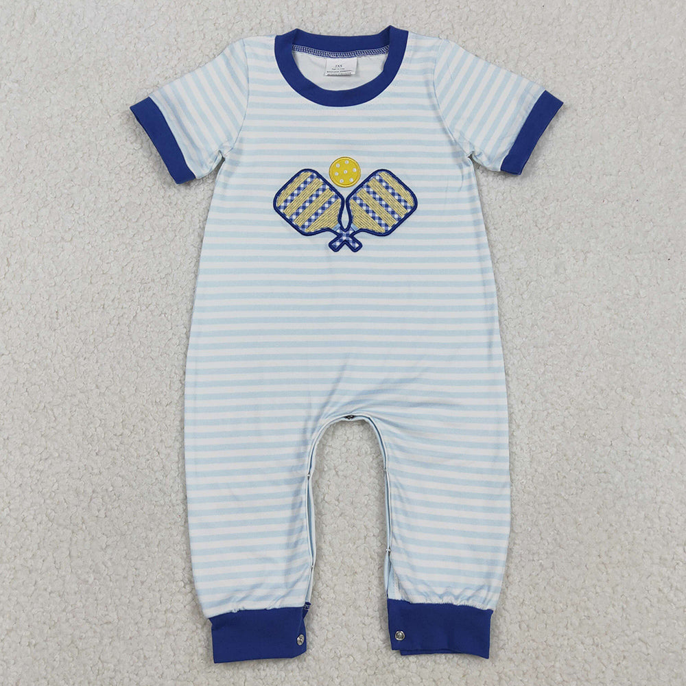 Baby Boys Embroidery Tennis Balls Stripe Team Footie Rompers SR3331 12.10