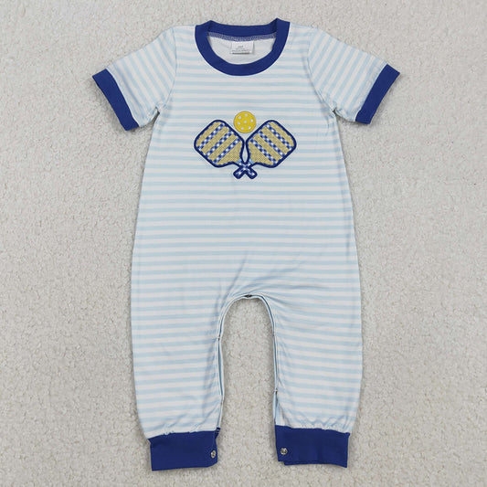 Baby Boys Embroidery Tennis Balls Stripe Team Footie Rompers SR3331 12.10