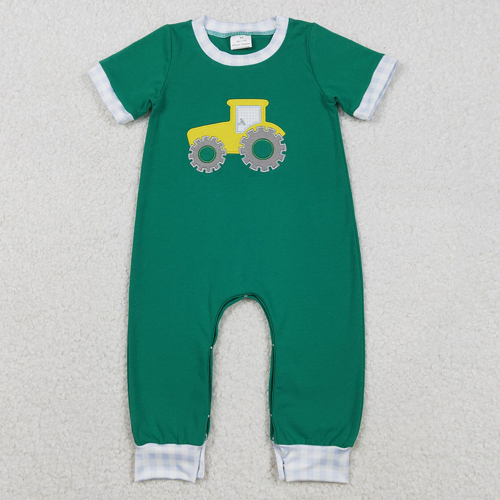 Baby Boys Rompers Embroidery Golf Truck Green Footie Rompers SR3332 12.5