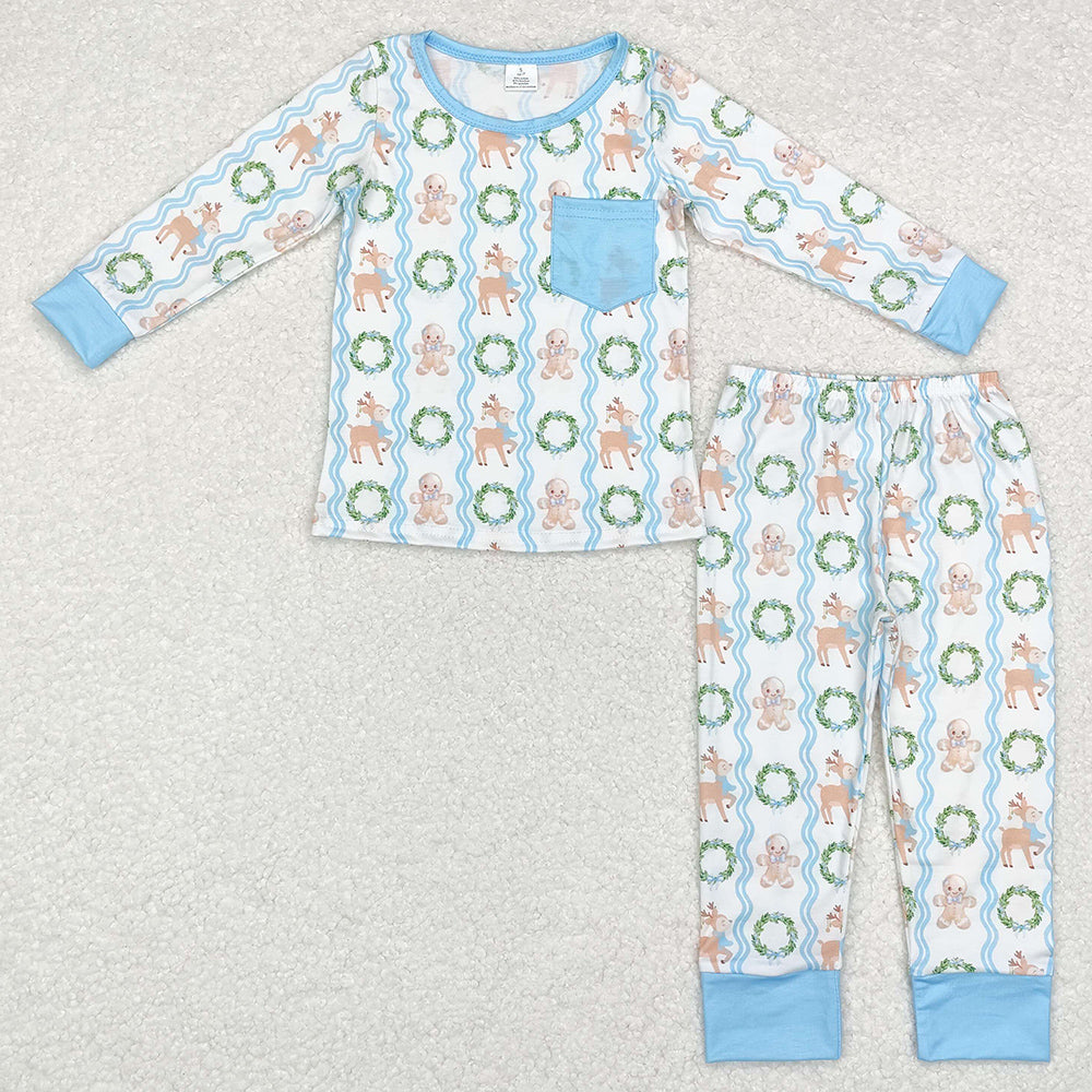 Baby Boys Pajamas Christmas Gingerbread Top Pants Pajamas Clothes Sets BLP0483