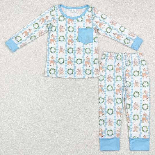 Baby Boys Pajamas Christmas Gingerbread Top Pants Pajamas Clothes Sets BLP0483