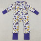 Baby Girls Rompers Team Purple Bows Footballs Ruffle Zipper Footie Rompers LR2513 10.1