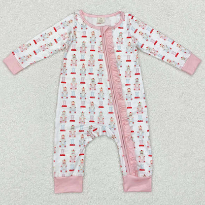 Boutique Infant Baby Girls Rompers Sibling Christmas Zip Bamboo Rompers LR1185