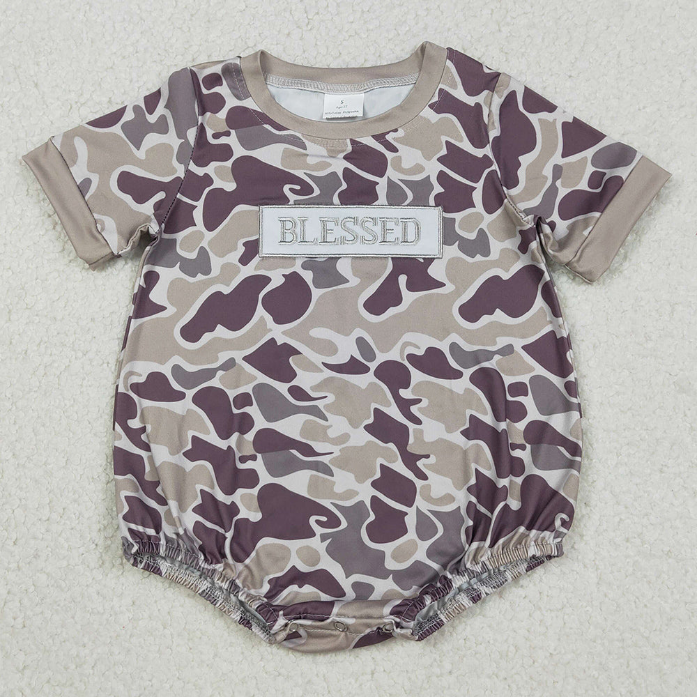 Baby Boys Rompers Embroidery Blessed Southern Grey Camo Rompers SR3263 12.3