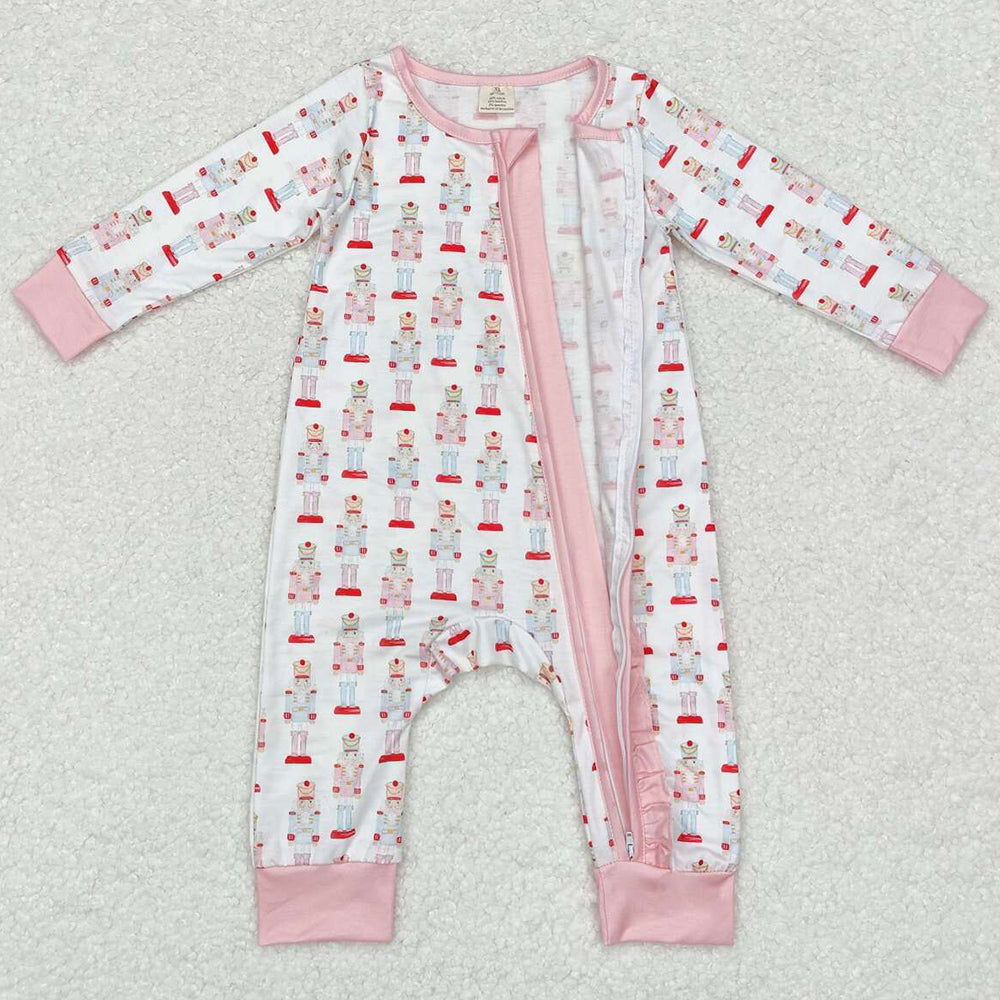 Boutique Infant Baby Girls Rompers Sibling Christmas Zip Bamboo Rompers LR1185